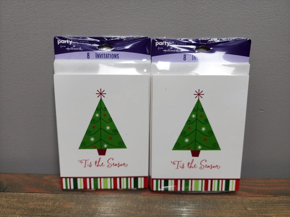 Hallmark Party Express Christmas Invitations Tis the Season Tree 2 Packs of 8